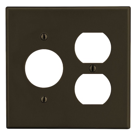 Hubbell Wiring Device-Kellems Wallplate, 2-Gang, 1) Duplex 1) 1.40" Opening, Brown P78